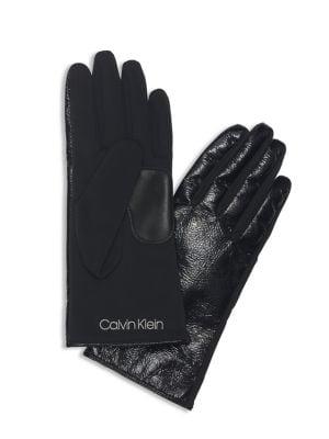 Calvin Klein Crinkle Faux Leather Gloves