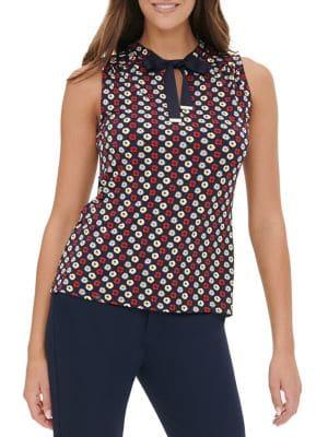Tommy Hilfiger Floral Tie-neck Knit Top