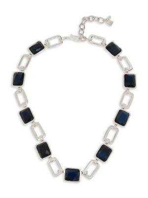 Robert Lee Morris Silvertone Stone Geometric Link Collar Necklace