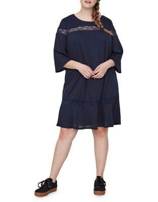 Junarose Plus Pil Three-quarter Sleeve Knee-length Dress