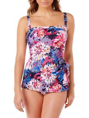 Shape Solver Gallery One-piece Self-tie Floral Swimsuit