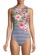 Tommy Bahama Tropical Passion Crewneck 1-piece Swimsuit