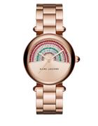 Marc Jacobs Dotty Rose Goldtone Stainless Steel Rainbow Sunray Dial Three-hand Bracelet Watch