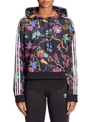 Adidas Originals Floral Cropped Hoodie
