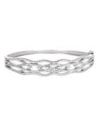 Lord & Taylor Sterling Silver And Cubic Zirconia Wave Bracelet