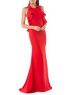 Carmen Marc Valvo Infusion Ruffled Evening Gown