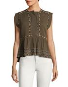 French Connection Embroidered Peasant Top