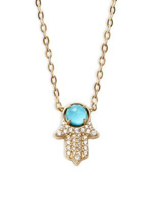 Nadri Talismans Crystal, Clear Quartz And Silver Hamsa Pendant Necklace