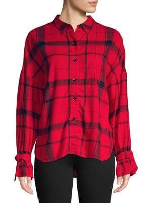 Highline Collective Plaid High-low Button-down Shirt