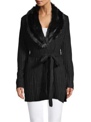 Ivanka Trump Faux-fur Collar Cardigan