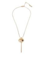H Halston Goldtone And Mixed Stone Half Moon & Stick Pendant Necklace