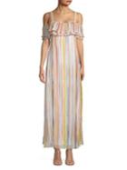 Cupio Striped Micro-pleated Maxi Dress