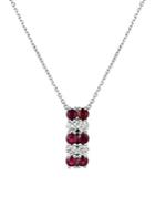 Morris & David 14k White Gold, Ruby & Diamond Pendant Necklace