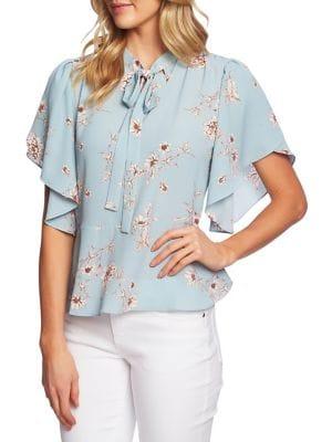 Cece Bouquet Floral Cotton Blend Blouse