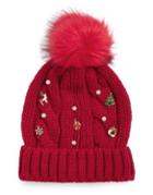Collection 18 Cabled Faux Fur Pom-pom Beanie