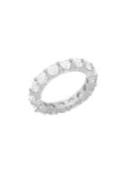 Lord & Taylor Rhodium Plated 925 Sterling Silver & Cubic Zirconia Eternity Wedding Band Ring