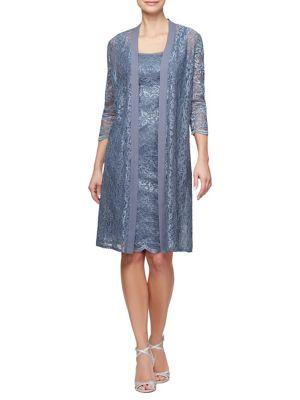 Alex Evenings Two-piece Lace Dress And Illusion Jacket