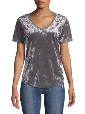 White Crow V-neck Velvet Top