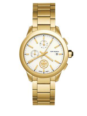 Tory Burch Classic Collins Ivory Dial Chronograph Bracelet Watch