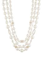 Anne Klein Faux Pearl And Crystal Multi-strand Collar Necklace