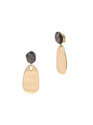 Robert Lee Morris Soho Gray Mood Sculptural Goldtone Disc Drop Earrings