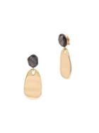 Robert Lee Morris Soho Gray Mood Sculptural Goldtone Disc Drop Earrings