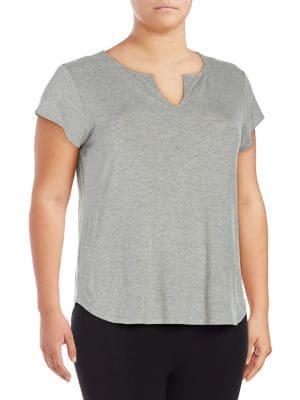 Lady Sarah Plus Heathered Short Sleeve Top