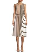 Adrianna Papell Stripe Midi Blouson Dress