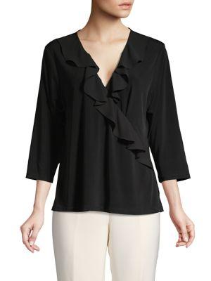 Karl Lagerfeld Paris Three-quarter Ruffle Wrap Top