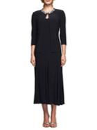 Alex Evenings Plus Two-piece Sequin-trimmed Jacket And Dress