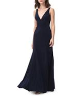 Jenny Yoo Jade V-neck Crepe Fit-&-flare Gown