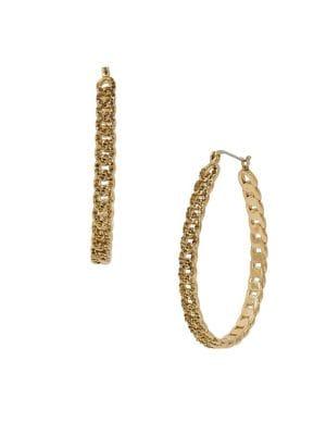 Lucky Brand Dark Magic Pave Crystal Chain Hoop Earrings