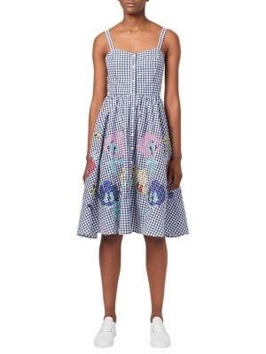 French Connection Lavande Crochet Floral Gingham Dress