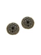 Lord & Taylor Black Diamond And 14k Yellow Gold Round Stud Earrings