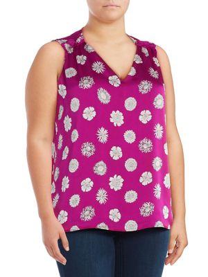Vince Camuto Plus Sleeveless Botanical Top