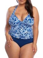 Lauren Ralph Lauren Plus Printed V-neck Swim Tankini