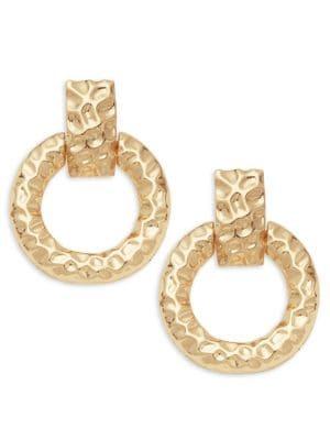 Design Lab 2-pair Goldtone Hammered Drop Earrings