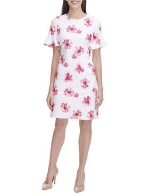 Tommy Hilfiger Floral Flutter Sleeve Sheath Dress