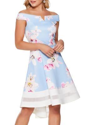 Quiz Off-the-shoulder Floral Fit-&-flare Dress