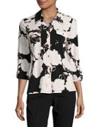 Karl Lagerfeld Paris Printed Button-front Blouse
