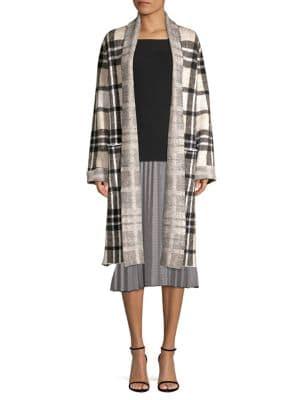 Donna Karan Plaid Duster Cardigan