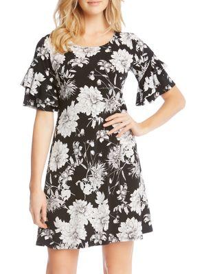Karen Kane Floral Ruffle Sleeve Dress
