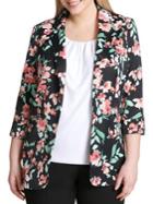 Calvin Klein Plus Floral Roll-sleeve Open Jacket