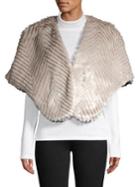 Laundry By Shelli Segal Herringbone Metallic Faux Fur Scarf