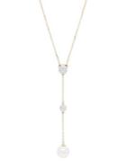 Lord & Taylor 14k Yellow Gold, Diamond & Pearl Lariat Necklace