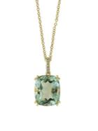 Effy Diamond, Green Amethyst And 14k Yellow Gold Pendant Necklace