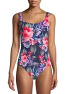 Tommy Bahama Fleur De Lite Reversible Floral One-piece Swimsuit