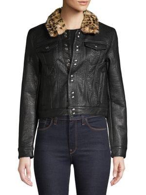 Blank Nyc Faux Fur-trimmed Faux Leather Jacket
