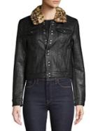 Blank Nyc Faux Fur-trimmed Faux Leather Jacket