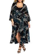 City Chic Plus Chain Print Maxi Wrap Dress